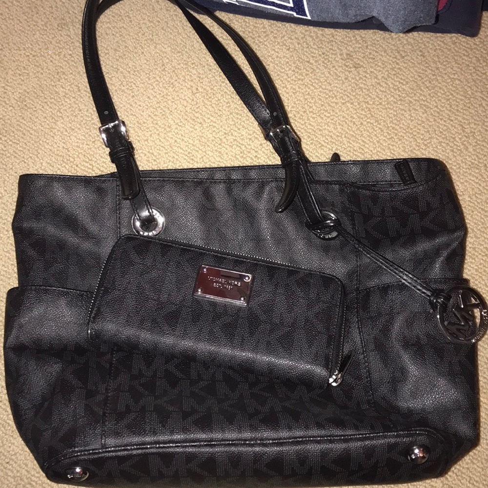 MK black jet set logo bag